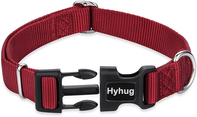 Hyhug Pets Classic Regular Solid Color Puppy Dog Collar (Small, Red)