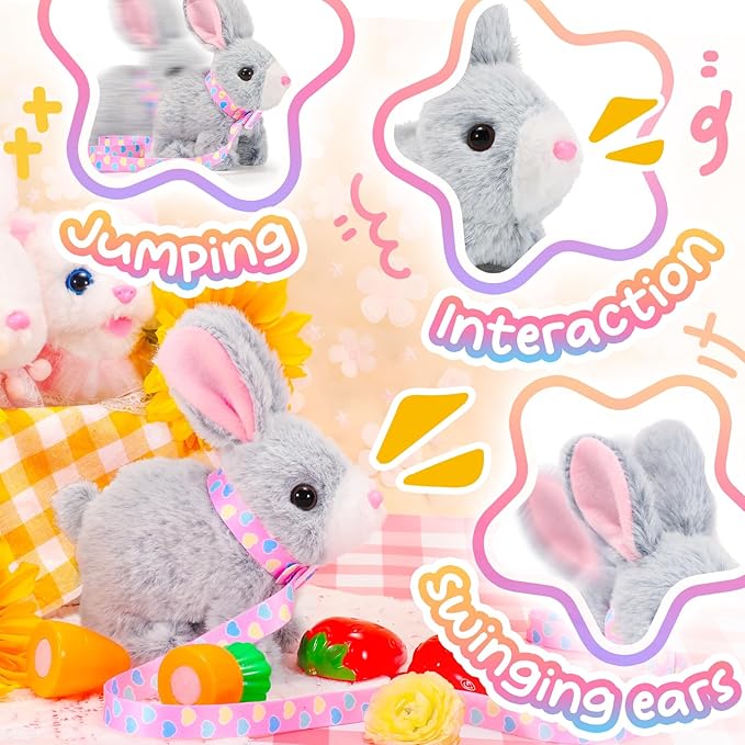 Tagitary Plush Bunny Toy for Kids,Interactive Realistic Bunny with Sounds,Walking,Ears Wiggling,Twitch Mouth and Nose,Hopping Rabbit Toys Easter Christmas Birthday Gift for Toddlers