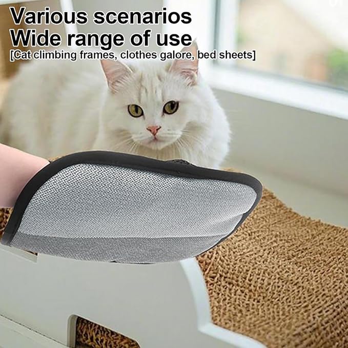 2025 New Upgraded Electrostatic Pet Hair Removal Gloves - Reusable Cat Hair Remover & Dog Hair Removal Mitt with Elastic Cuff & Finger Loops for Furniture, Bedding, Car (2pcs)