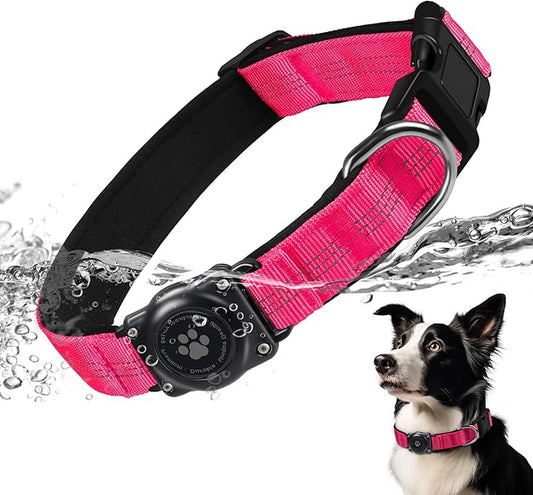Reflective Air Tag Dog Collar - 100% Waterproof Dog Collar AirTag Holder | Extra-Durable, Soft Padded AirTag Dog Collars for Small Medium Large Dogs