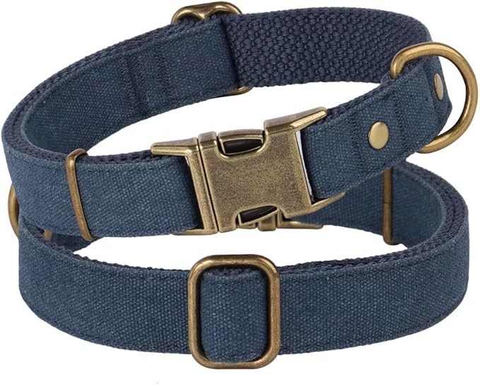 PET ARTIST Dog Collar for Large Dogs, Soft Padded Premium Nylon Dog Collar with Quick Release Metal Buckle, Durable & Adjustable Pet Collars for Boy Gifts, Blue, L (Fit 15-22")