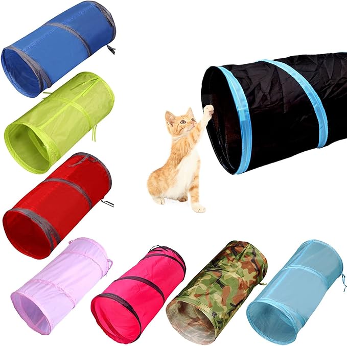 iCAGY Foldable Spiral Cat Tunnel - Indoor Toy for Small Cats, Kittens, and Rabbits - Tube for Interactive Play and Outdoor Fun - Pet Activity Toy Light Green 20" 3 Pcs