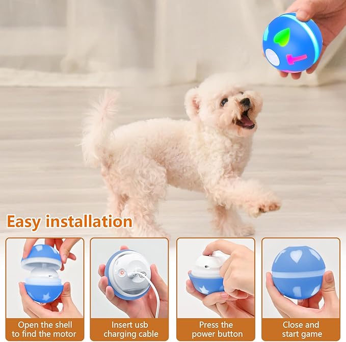 Interactive Dog Toys Ball,Automatic Moving Toy for Small/Medium Dogs,Motion Activated Bounce Ball,USB Rechargeable Dog Enrichment Toys to Keep Them Busy (Blue)