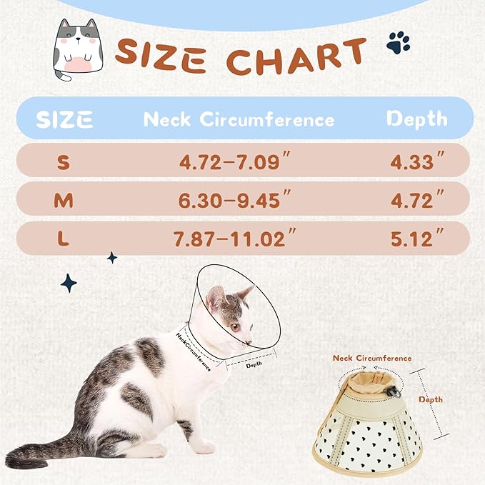 Supet Soft Air Mesh Cat Cone Collar Alternative, Adjustable Breathable, Lightweight Anti Scratch (M)