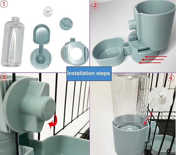 Rabbit Water Bottle 17 OZ Bunny Hanging Water Fountain Automatic Guinea Pig Water Dispenser No Leak Drinking Feeder for Bunny Chinchilla Hamsters Cat Dog Small Animals (Blue)