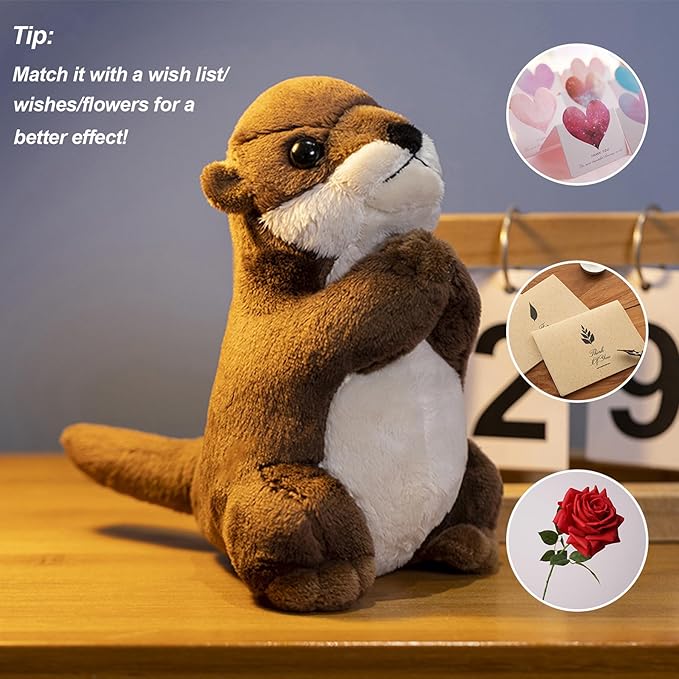 Sea Otter Weighted Stuffed Animal 7.48in Standing Prayer Small River Otter Plush Toy Cute Funny Soft Plushie for Kids Boys Girls Adults Birthday Festival Gift Home Office Decoration Toys