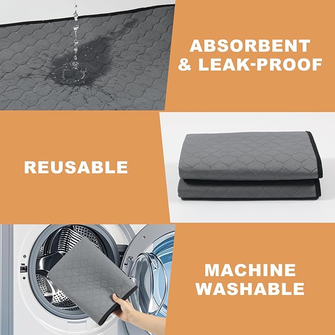 Washable Guinea Pig Liners for Cage, 2 Pack 24" X 47" Super Absorbent Reusable Guinea Pig Bedding Pee Pads Tarp Bottom for C&C Cage with Rabbits, Bunny, Chinchesillas, and Other Small Animals