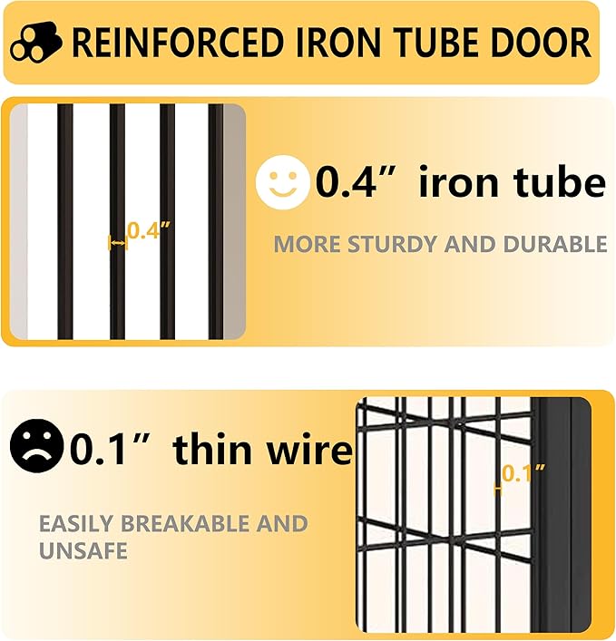 Large Dog Crate Furniture - Dog Kennel with Drawers Storage and Locks, 2-in-1 Crates for Dogs Indoor, Heavy Duty Dog Crate for One Large or 2 Small Dogs