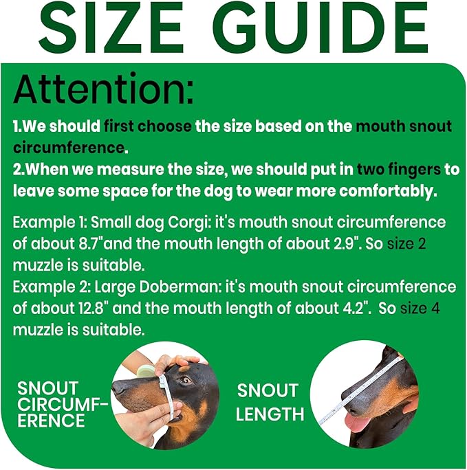 Dog Muzzle, Basket Muzzle for Small Medium Large Dogs, Anti-Biting and Chewing, Lightweight & Sturdy Cage Design, Allows Panting & Drinking, Ideal for Grooming & Training(Green Size XL)