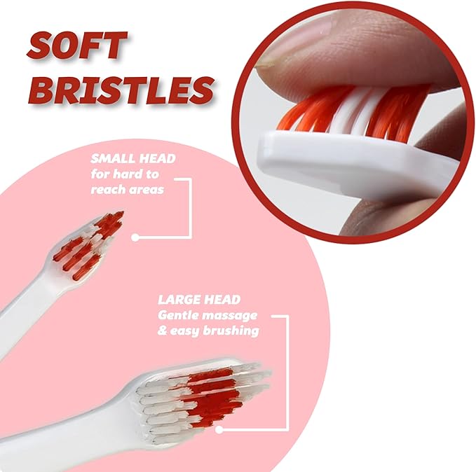 Pet Toothbrush for Dogs, Cats with Soft Bristles - Easy Teeth Cleaning & Dental Care, Non Slip Dual Head Dog Toothbrush