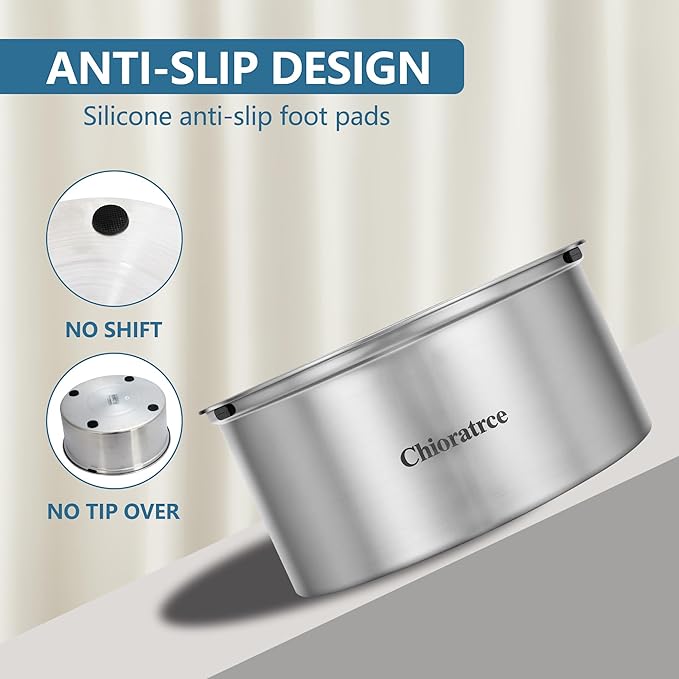 Dog Water Bowl No Spill,3L/101oz Large Spill Proof Water Bowl for Dogs, Stainless Steel Slobber Stopper Slow Drinking Dog Bowl Anti Splash Pet Water Dispenser for Messy Drinkers