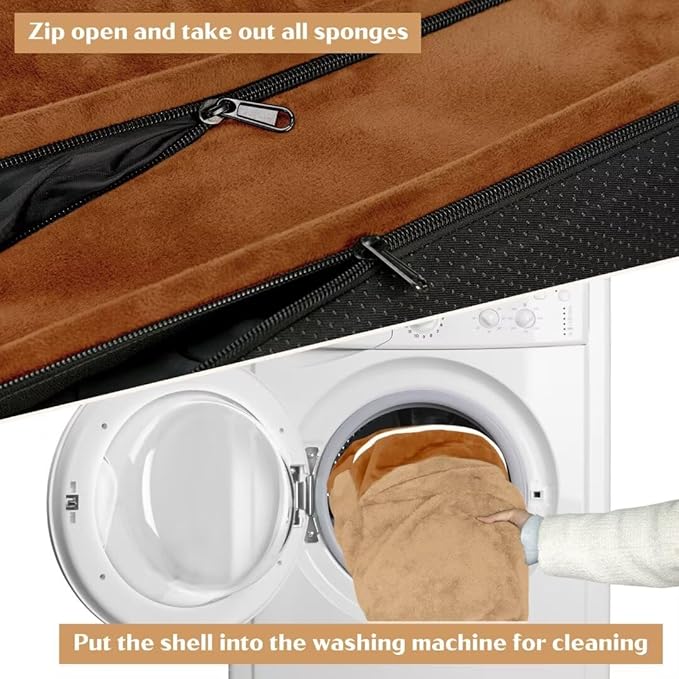 Comfort Expression Large Dog Beds Orthopedic Foam, Waterproof Dog Beds for Large Sized Dogs, Comfy Washable Pet Bed Sofa with Removable Cover & Non-Slip Bottom(Caramel)