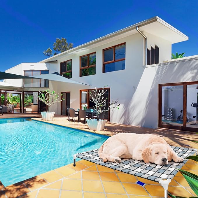 Elevated Outdoor Raised Dog Bed Outdoor Dogs Bed Lifted Pet Hammock Bed Dog Cot for Large Pet Taste Life, Start with A Pet Bed 39'' x 27'' x 6.5''