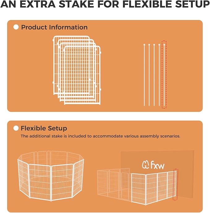 FXW Homeplus Unleashed Indoor Dog Playpen - Stress-Free and Safe Play, Heavy Duty 45 Inch 4 Wire Panels Dog Pen for Large Dogs, White│Patented