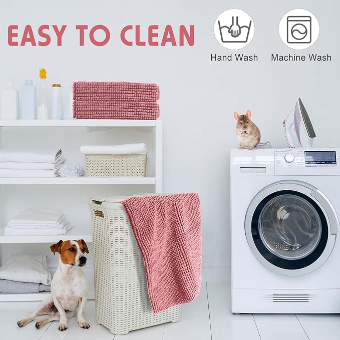 Amylove 4 Pcs Guinea Pig Cage Liner Guinea Pig Bedding Washable Fleece Pee Pads Reusable Small Animals Training Mat Small Animal Sleeping Bed for Bunny Hamster(Pink,16 x 24 Inch)