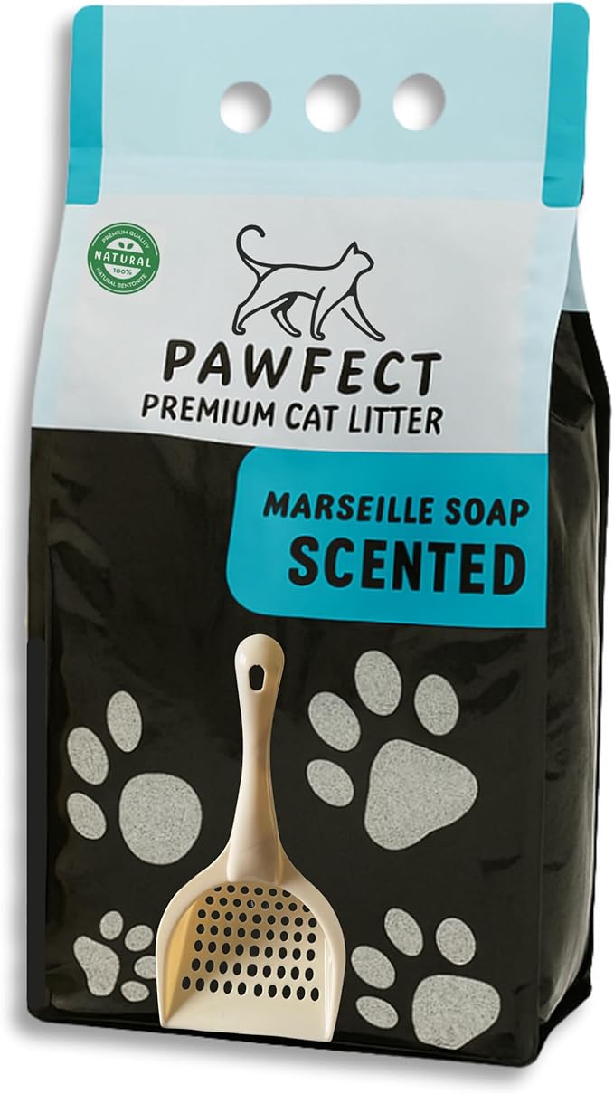 Marseille Soap Scented Cat Litter – 17.2 lb / 9L, Fast Clumping, Natural Odor Absorption, Lightweight Formula, Made with Turkish White Bentonite