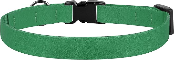 Breakaway Cat Collar Leather with Removable Bell - 13 Colors Available - Soft Adjustable Girl Boy Safety Lightweight Pet Kitten Collars Pink Brown Blue Green Red Orange Black (Green)