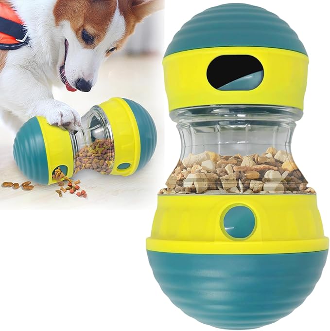 Interactive Dog Toys to Keep Them Busy, Puppy Puzzle Adjustable Food Dispenser Slow Feeder, Enrichment Treat Dispensing Toy Ball for Large/Medium/Small Breed Dogs Pet Gift (Yellow)