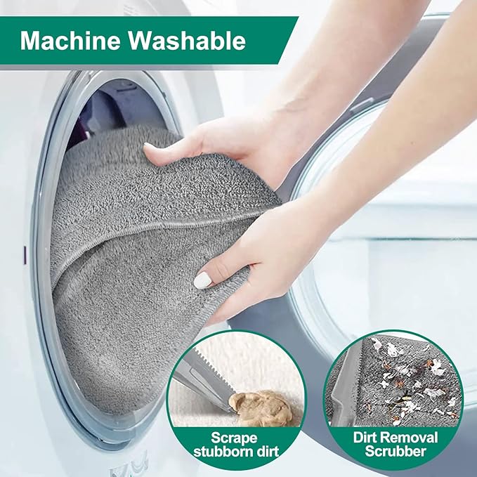 18" Professional Microfiber Mop Floor Cleaning System, Flat Mops with Stainless Steel Handle, 4 Reusable Washable Mop Pads, Wet and Dust Mopping for Hardwood, Vinyl, Laminate (White&Grey)