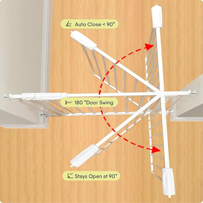 Walk Through Baby Gate 29-43.5 Inch Wide for Stairs Tension Pet Dog Gates Indoor for Doorways No Drilling Pressure Mounted Pet Gates for Kids