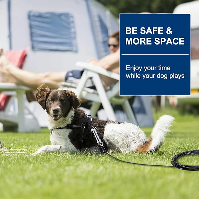 Snagle Paw Dog Tie Out Cable 30FT-1000LBS Break Strength,Heavy Duty Dog Leads for Yard with Shock Absorbing Spring & Swivel Hook,Long Leash Cable for Outdoor Tethering,Dog Line for Small Large Dogs