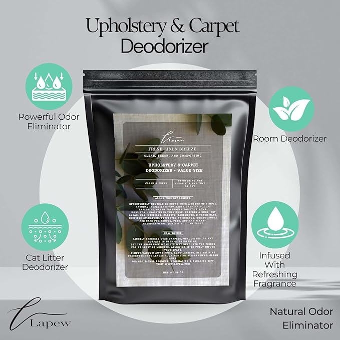 Fresh Linen Breeze Carpet Freshener Powder Refill 36 oz | Powerful Odor Eliminator for Home | Upholstery Deodorizer | Carpet Deodorizer | Pet Urine | Cat Litter Box