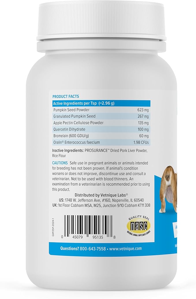 Vetnique Labs Glandex Dog Fiber Supplement Powder for Anal Glands with Pumpkin, Digestive Enzymes & Dog Probiotics for Digestive Health - Vet Recommended - Boot The Scoot (Pork Liver, 2.5oz Powder)