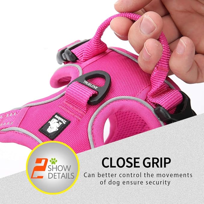 Truelove No Pull Dog Harness with Easy Control Handle and 2 Leash Attachments,Reflective Adjustable Pet Vest
