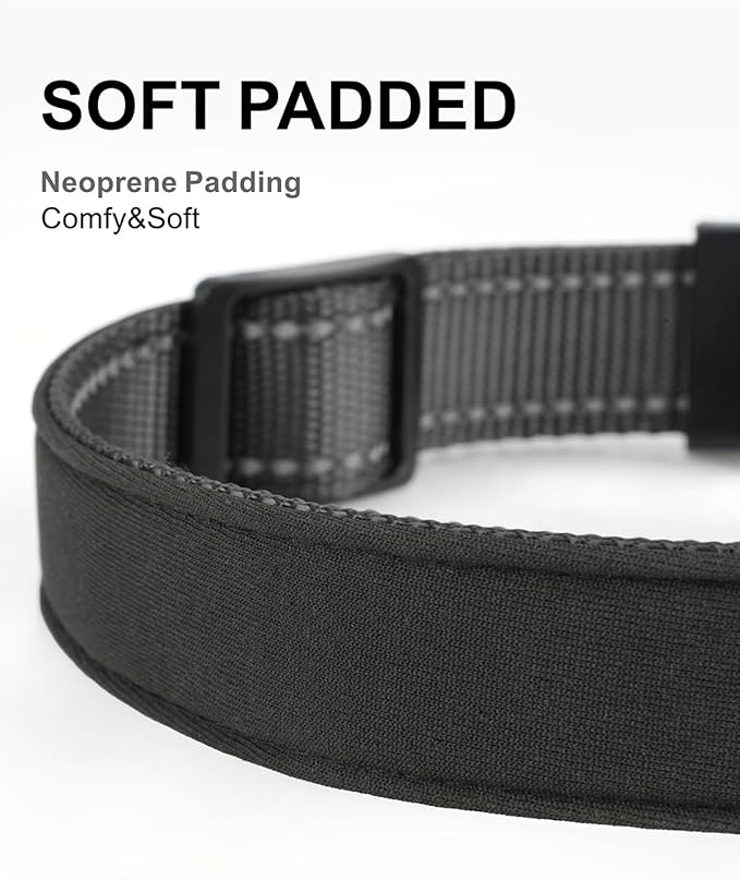 TagME Airtag Dog Collar,Waterproof Reflective Pet Collar with Airtag Holder,Soft Padded and Double D-Rings for Large Dogs,Black