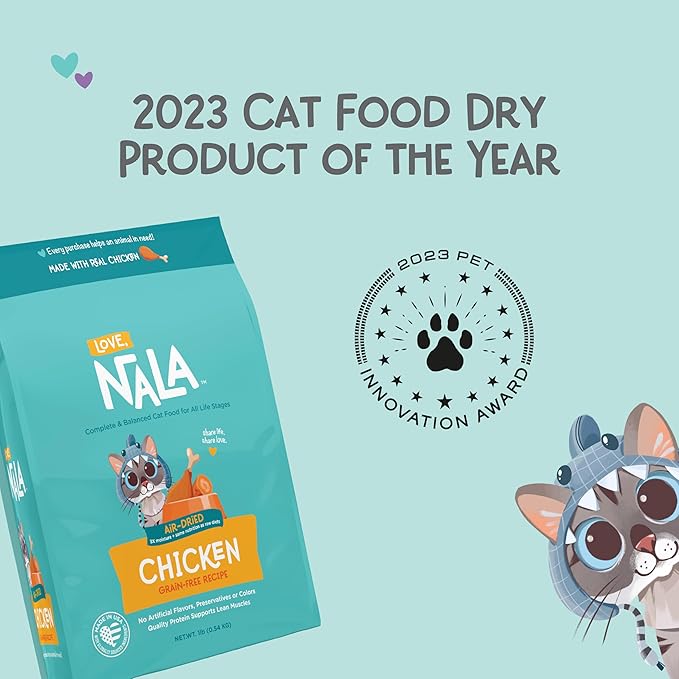 LOVE, NALA - Chicken Air Dried Cat Food - Award Winning - Made in USA - Complete & Balanced Cat Food for All Life Stages- 1 Bag - 1 lb.