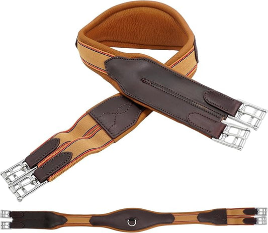Jeereal Leather Horse Girth for English Saddles, Premium Jumping and Training Equestrian Equipment