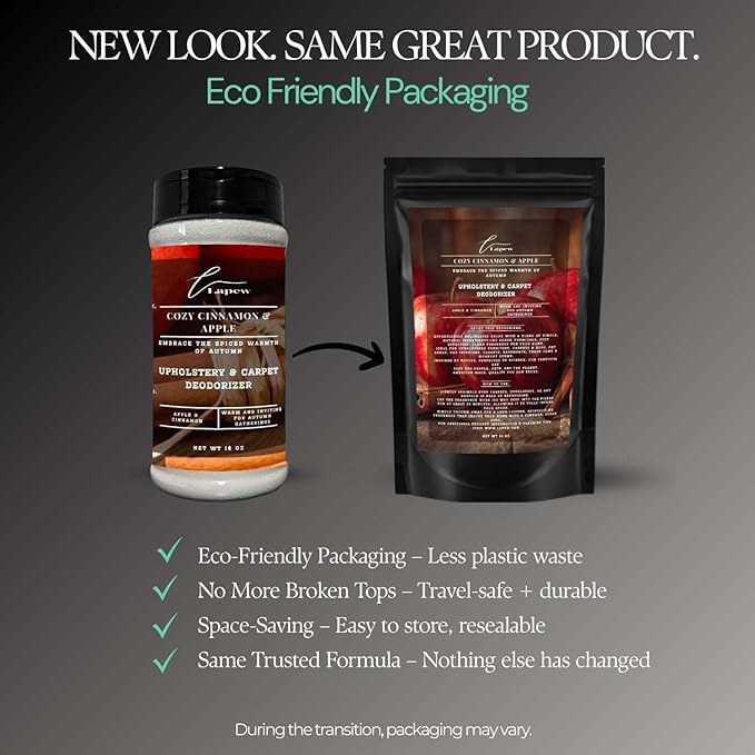 Cozy Cinnamon & Apple Carpet Freshener Powder: Powerful Odor Eliminator for Home, Upholstery Deodorizer, Carpet Deodorizer, Pet Urine, Cat Litter Box - Cozy Cinnamon & Apple Fragrance.