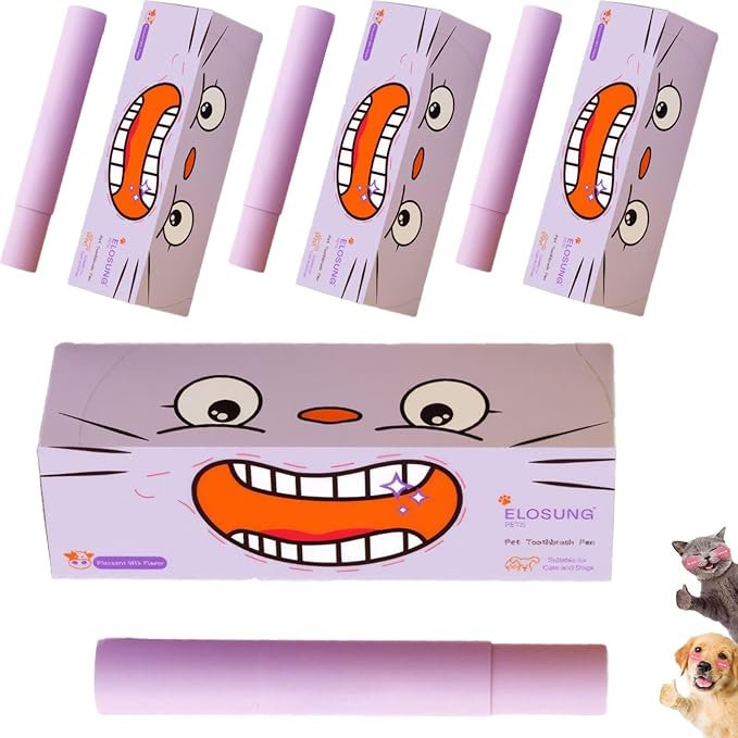 Pet Toothbrush Pen & Oral Repair Gel for Dogs & Cats – Teeth Cleaning Pen, Natural Plant Substance Tartar Remover for Repairing Pets' Teeth (4pcs)