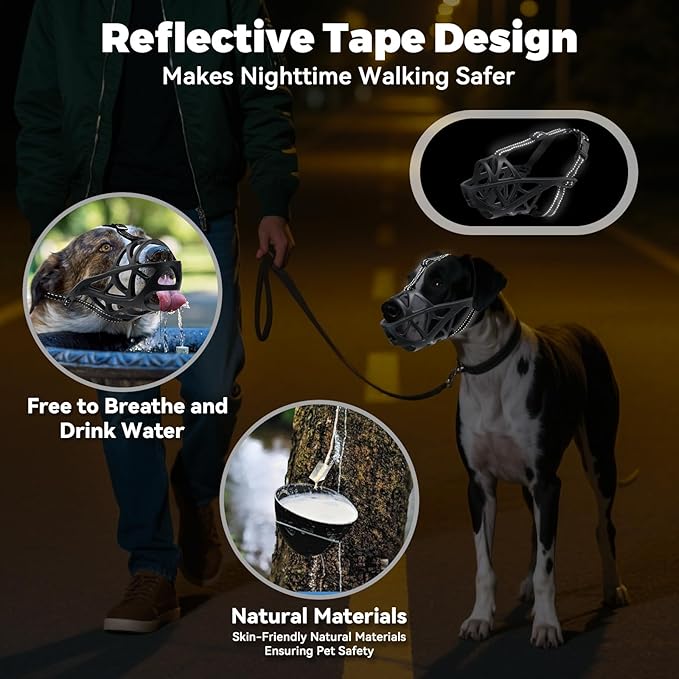 Dog Muzzle for Large Dogs, Medium and X-Large Aggressive Dog, Breathable Basket Muzzles, Suitable for Grooming Trimming Training, Allows Panting Drinking (Black, XL)