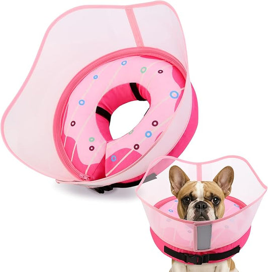 Soft Dog Cone Collar, Inflatable Donut Cones Alternative After Surgery with Anti-Lick Shield, for Large/Medium/Small Dogs to Stop Licking, Elizabethan Neck Ecollars of Shame, Comfy Pillow E Recovery
