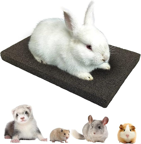 BNOSDM Rabbit Grinding Claw Pads Bunny Scratch Foot Pads Natural Hamster Lava Stone for Teeth Grinding Black Guinea Pig Scratching Board Chew Toy for Ferret Chinchilla Mouse
