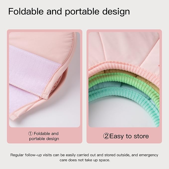 Touchdog Foldable Dog Cone Collar for Cats & Dogs - Adjustable Soft Recovery Collar with Waterproof PU Coating, Lightweight Design, 24.5cm/9.6in Wide Barrier (Green, XS)