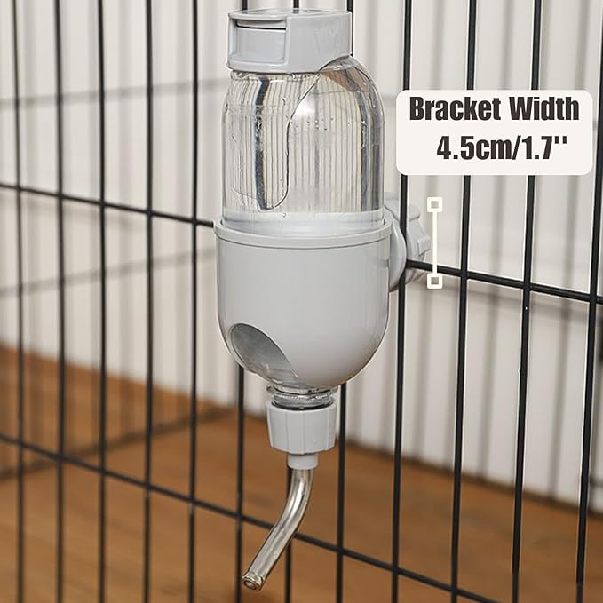 Pet Water Bottle for Cage Crate 17oz Non-Drip Water Dispenser for Small Animal Rabbit Bunny Guinea Pig Chinchilla Ferret Squirrel Hedgehog (Gray, 17oz)
