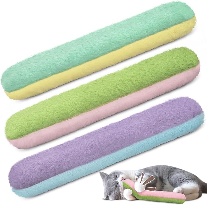 Retro Shaw Cat Toys Kicker Pillows 3Pcs, Refillable Catnip Toys with Crinkle Sound Inside, Interactive Indoor Cat Nip Kitty Kick Sticks for Kitten 10.1 Inches