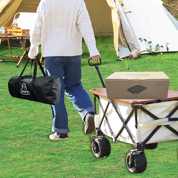 Outdoor Elevated Dog Bed With Portable Bag, Easy to Assemble for Medium Small Dogs, Raised Cot With Pet-Friendly Feet, Breathable Mesh for Camping or Travel, Dark Grey