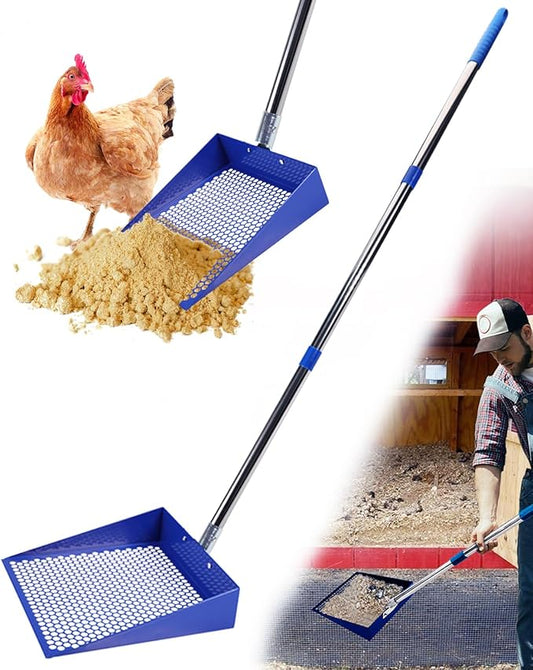 Large Chicken Poop Scooper, Chicken Coop Accessories,Metal Litter Scooper For Chicken,Chicken Coop Cleaning Tools,Heavy Duty Poop Shovel For Chicken Coop Accessories,Chicken Coop Must Haves (Blue)