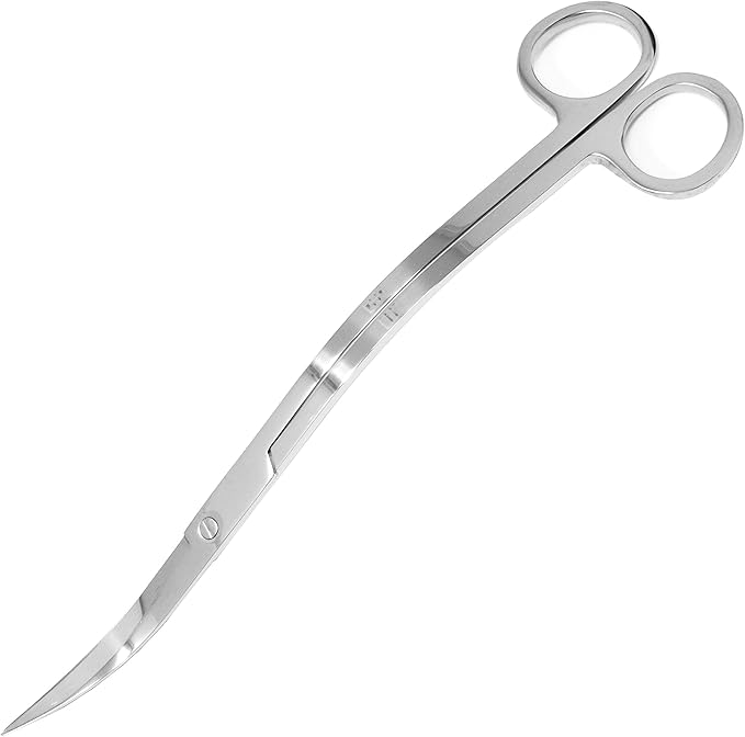 Mandala Crafts Extra Long Stainless Steel Curved Aquarium Scissors for Trimming Aquatic Plants – Wave Aquascape Scissors for Fish Tanks, Hospital Tanks, Goldfish Bowls, Aquariums, and Terrariums