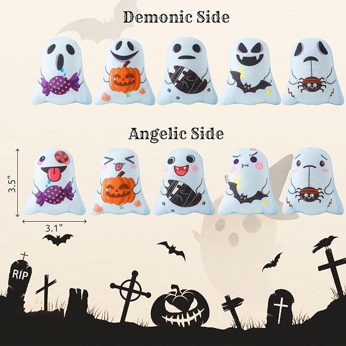 Dorakitten Catnip Toys Interactive Cat 5PCS Cats Chew Plush Ghost Toys & Pet Stuffed Nip Pillow & Kitten Best Kicker Toy Cute and Soft Teething Supplies for Moving Kitty Indoor