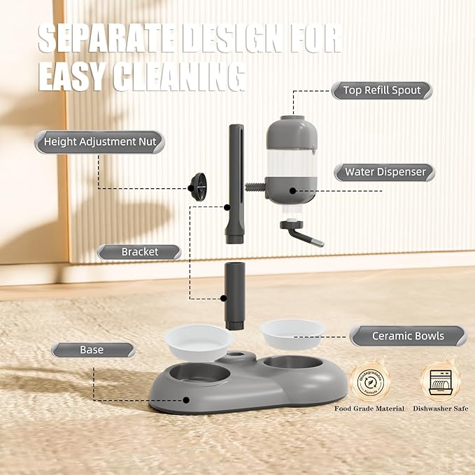 Puppy Bowls for Small Dogs,3 in 1 Bowl Set with Puppy Water Bottle and 2 Food Grade Ceramic Bowls,15°Tilted Dog Food and Water Bowl Set for Cats,Rabbits,Ferrets,Small Sized Dogs