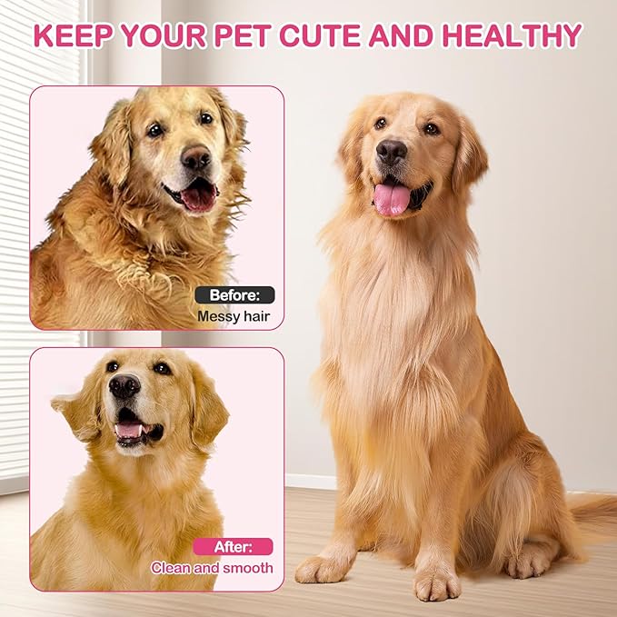 Pet Steam Brush for Dog & Cat,3-in-1 Spray Hair Removal Comb,Pet Steam Groomer Comb,Water Brush for Long & Short Haired Pets,Massage, Cleaning, Multifunctional Hair Removal Comb for Cats Dogs (Pink)