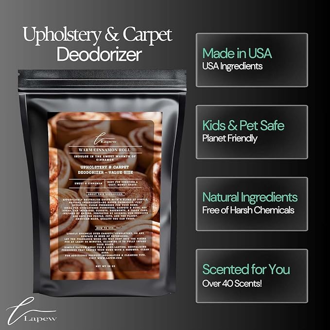 Warm Cinnamon Roll Carpet Freshener Powder Refill 36 oz | Powerful Odor Eliminator for Home | Upholstery Deodorizer | Carpet Deodorizer | Pet Urine | Cat Litter Box