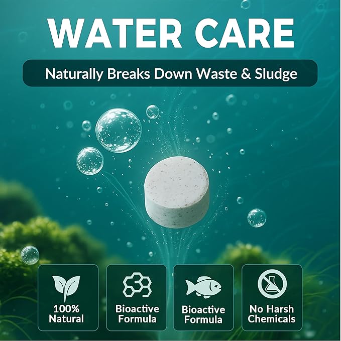 Muck Clear – Natural Pond Sludge Treatment, 500 Tablets for Ponds, Fountains & Bird Baths, Beneficial Bacteria & Enzymes, Chemical-Free & Safe for Fish, Pets & Wildlife
