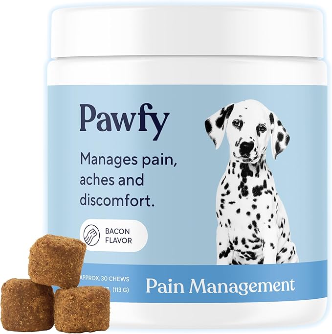 Pawfy Advanced Pain Management - Essential Vitamins & Supplements with Omega 3 |Joint Supplement for Dogs - Supports Hip & Joint Health for Small, Medium, Large Breeds | 30 Fast-Acting Chews