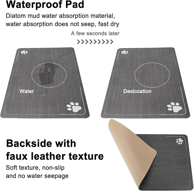 Sfozstra Automatic Gravity Water Dispenser: 5L Gray Stainless Steel Pet Bowl Waterer with Waterproof Pad - Raised Edge Water Feeder for Cats & Small Dogs Indoor/Outdoor