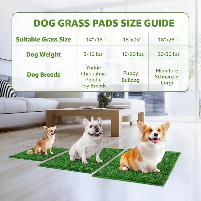 LOOBANI Dog Grass Pee Pads, Artificial Dog Grass Pads for Potty Tray, Fake Grass for Dogs to Pee On, Outdoor Indoor Pee Grass for Dog Potty (18.1*28.1 inch)
